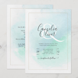 LeahG Sea Glass Türkis Aquamarin Blue Wedding INVI Einladung