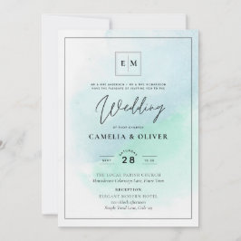 LeahG Sea Glass Türkis Aquamarin Blue Wedding INVI Einladung