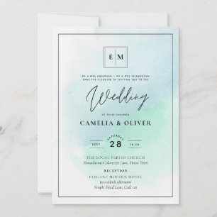 LeahG Sea Glass Türkis Aquamarin Blue Wedding INVI Einladung