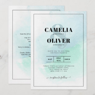 LeahG Sea Glass Türkis Aquamarin Blue Wedding INVI Einladung