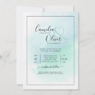 LeahG Sea Glass Türkis Aquamarin Blue Wedding INVI Einladung
