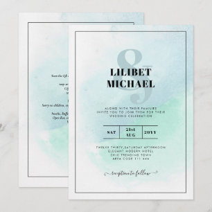 LeahG Sea Glass Türkis Aquamarin Blue Wedding INVI Einladung
