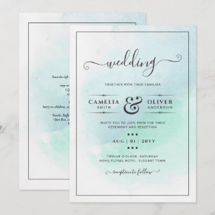 LeahG Sea Glass Türkis Aquamarin Blue Wedding INVI Einladung