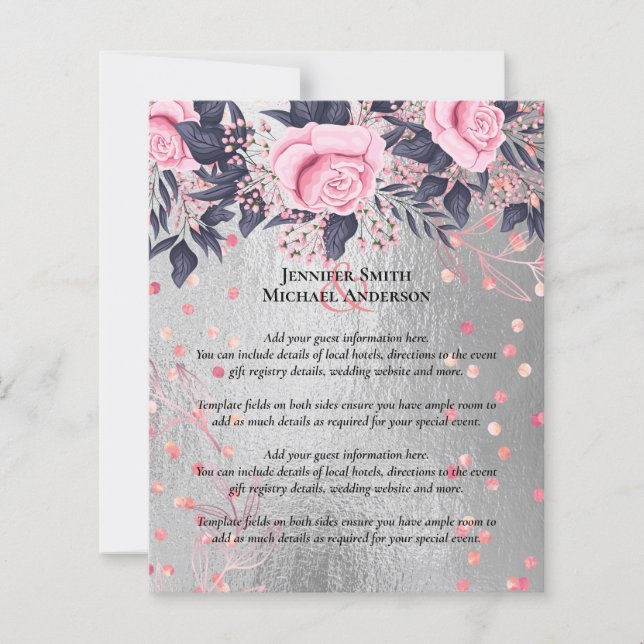 LeahG Silver Navy Rosegold PInk Floral Wedding (Vorderseite)