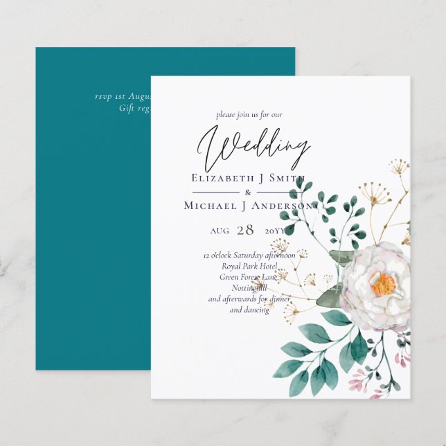 LeahG Summer White Rose Rustic Boho Floral Wedding (Vorne/Hinten)