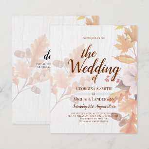 LeahG Terracotta Herbstlaubs Wedding Einladung