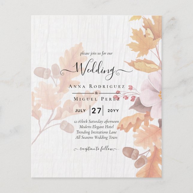 LeahG Terracotta Herbstlaubs Wedding Einladung (Vorderseite)