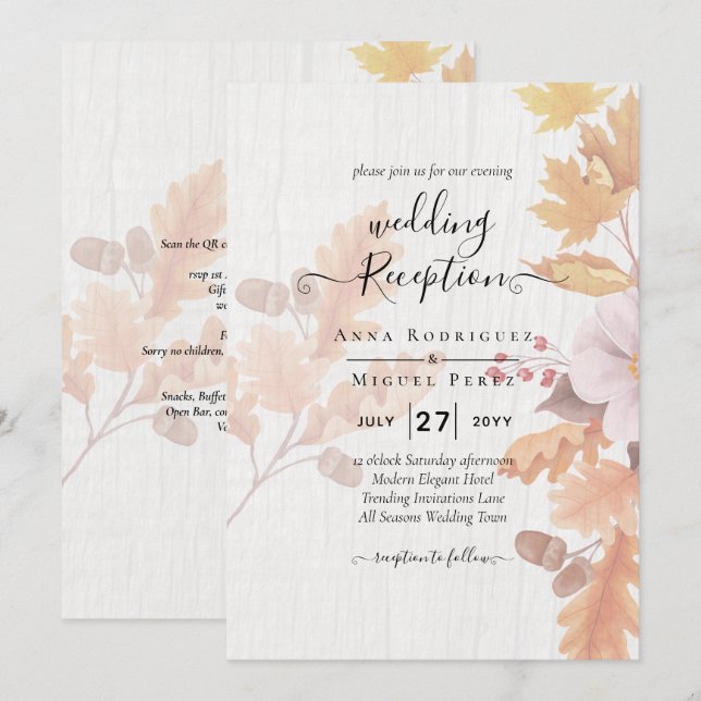 LeahG Terracotta Herbstlaubs Wedding Einladung (Vorne/Hinten)