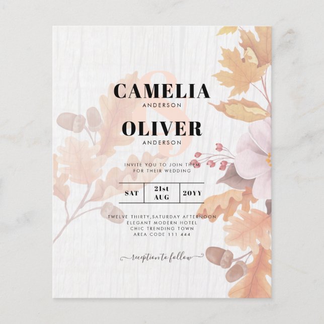 LeahG Terracotta Herbstlaubs Wedding Einladung Flyer (Vorne)