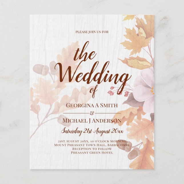 LeahG Terracotta Herbstlaubs Wedding Einladung Flyer (Vorne)