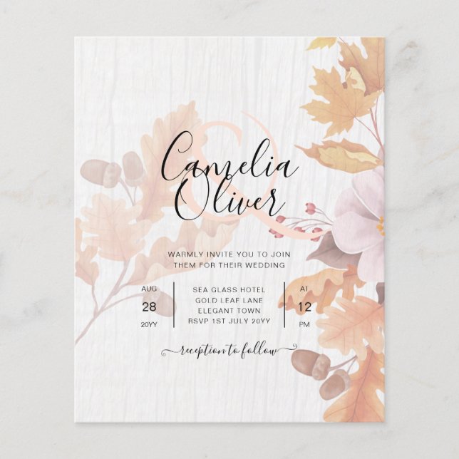 LeahG Terracotta Herbstlaubs Wedding Einladung Flyer (Vorne)