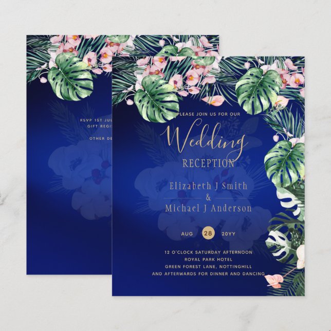 LeahG Tropical Blue Green Pink Floral Wedding (Vorne/Hinten)