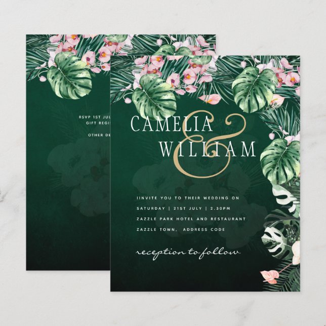 LeahG Tropical Green Pink Botanical Wedding (Vorne/Hinten)