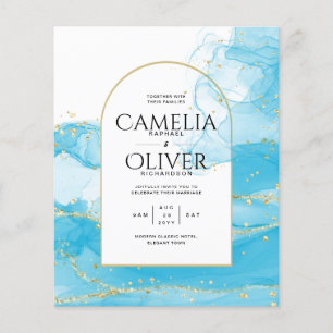 LeahG Turquoise Gold Aqua Blue Wedding INVITE Flyer