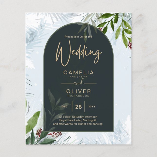 LeahG Winter Wedding Aqua Blue Green INVITE (Vorderseite)