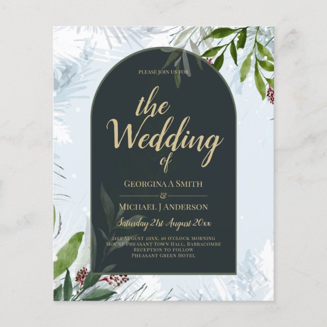 LeahG Winter Wedding Aqua Blue Green INVITE (Vorderseite)