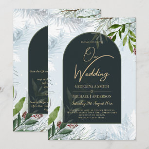 LeahG Winter Wedding Aqua Blue Green INVITE Einladung