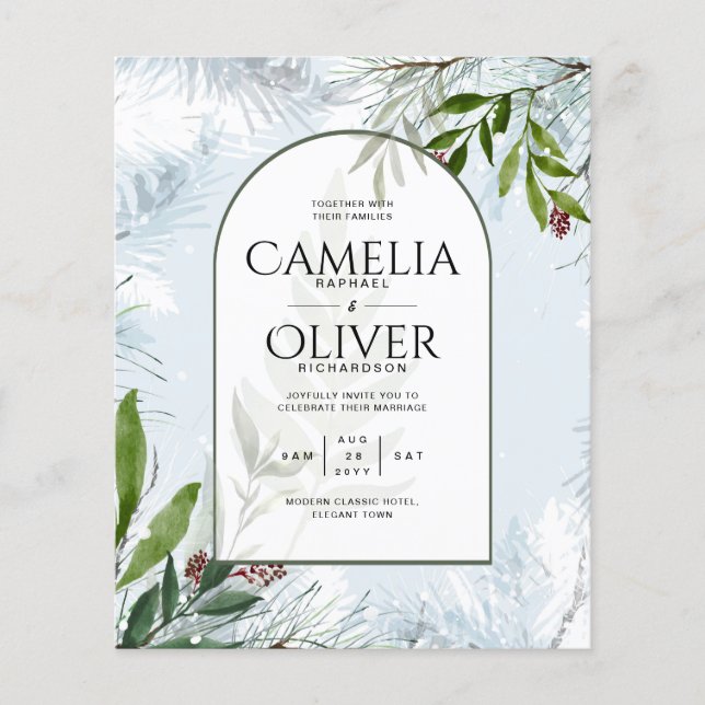 LeahG Winter Wedding Aqua Blue Green INVITE Flyer (Vorne)
