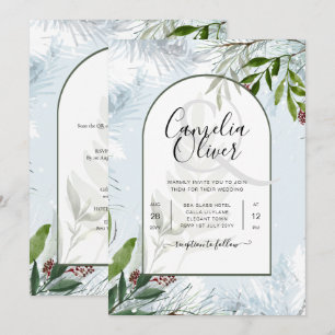 LeahG Winterhochzeit Aqua Blau Grün EINLADUNG