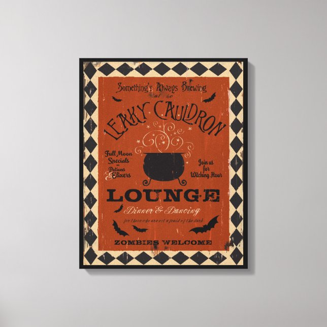 Leaky Cauldron Lounge Mason Halloween Art Leinwanddruck (Vorderseite)