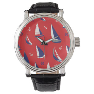 Lean Sailboat Muster Armbanduhr