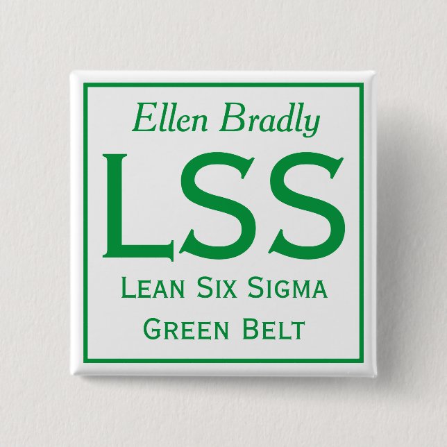 Lean Six Sigma Button mit Ihrem Namen (Vorderseite)
