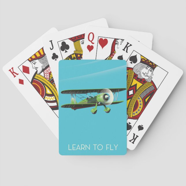 Lean to Fly Vintage Flugzeug Plakat Spielkarten (Rückseite)
