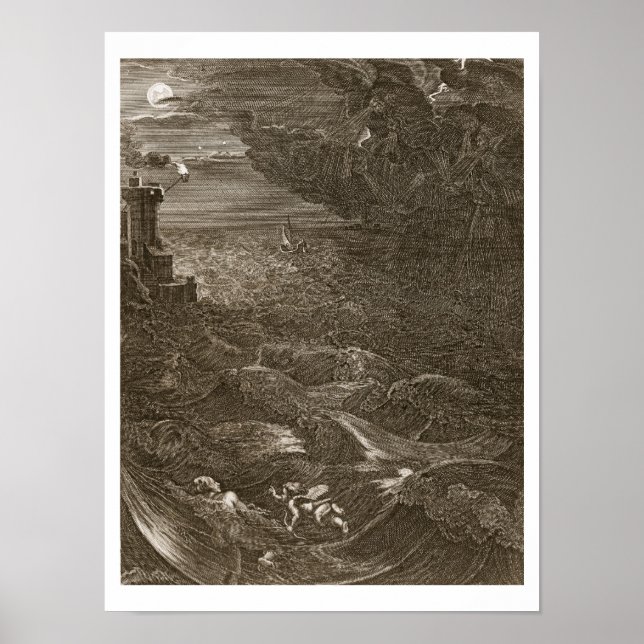 Leander Swims Over the Hellespont, um seinen Nebel Poster (Vorne)