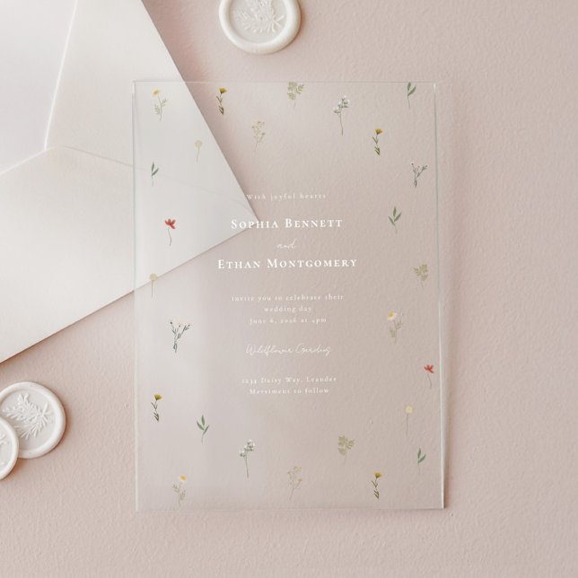 Leander Wildblume Wedding Acryleinladungen (Von Creator hochgeladen)