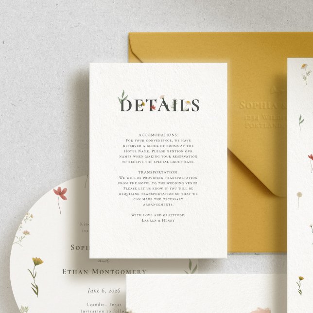 Leander Wildblume Wedding Begleitkarte (Von Creator hochgeladen)