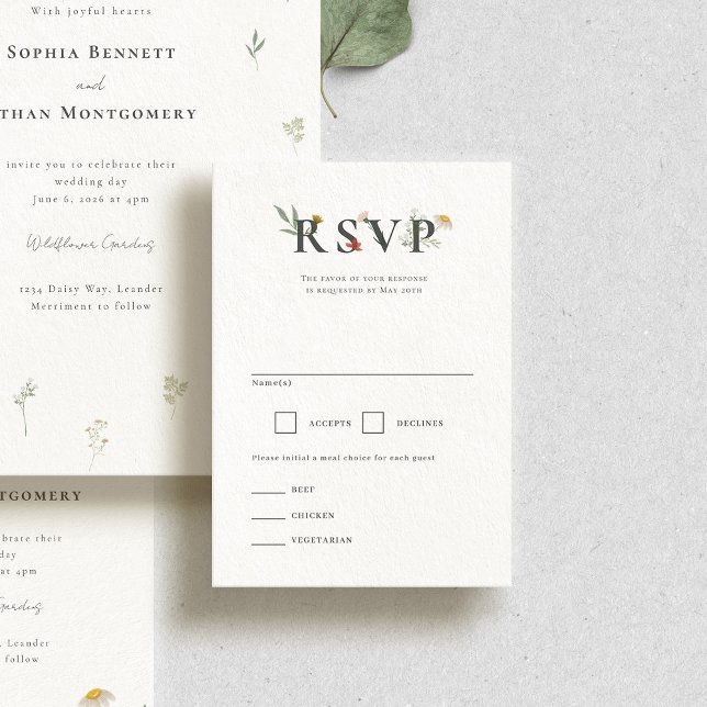 Leander Wildblume Wedding RSVP Karte (Von Creator hochgeladen)