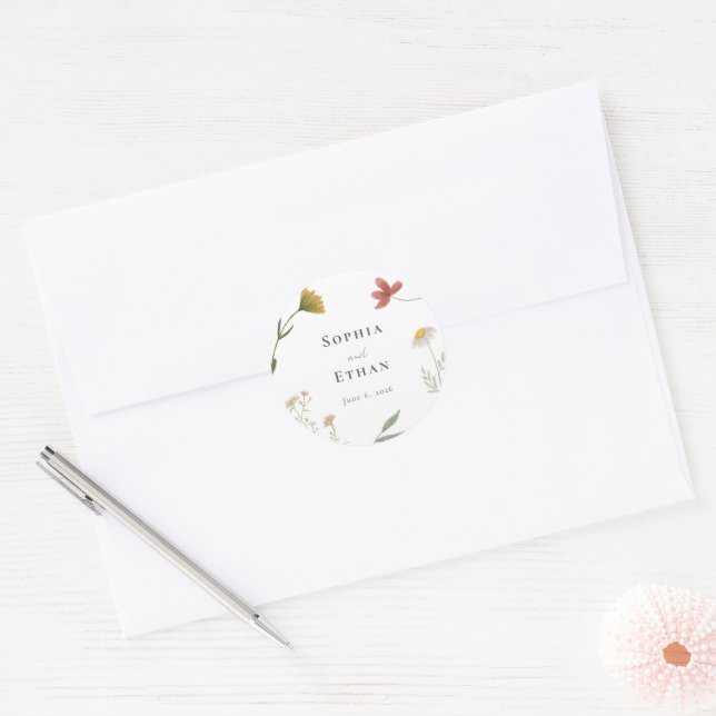 Leander Wildblume Wedding Runder Aufkleber (Umschlag)