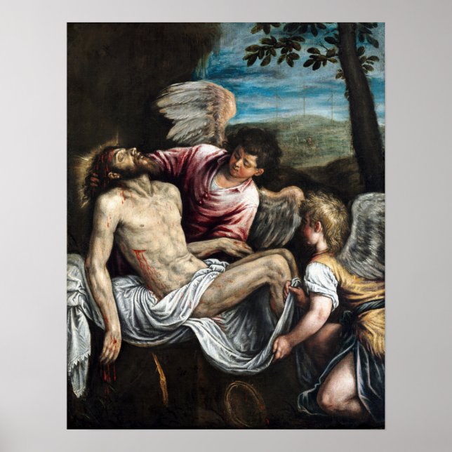 Leandro Bassano The Dead Christ with Angels Poster (Vorne)