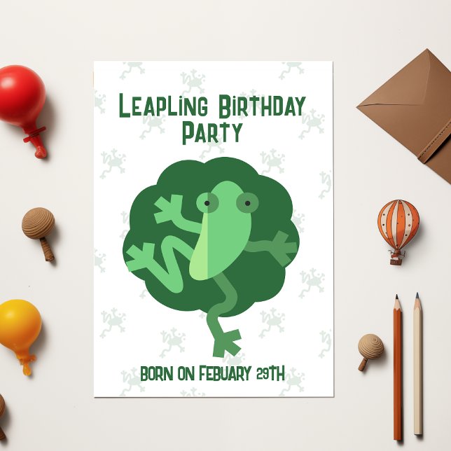 Leap Birthday 29. Febuary Leaper Frog Modern Karte (Von Creator hochgeladen)