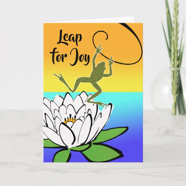 Leap for Jog with Frog and Water Lily Karte (Vorderseite)