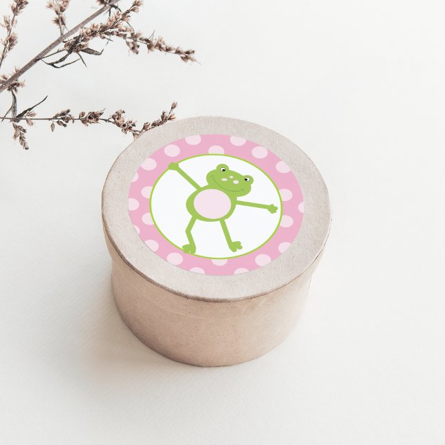 Leap Frog dans Stickers Faveur Rose (Leap Frog Favor Sticker in Pink)