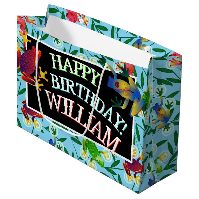 Leap Frosch Personalisiert Geburtstag Große Gesche Große Geschenktüte (Vorderseite Schrägansicht)