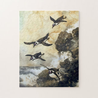 Leap into the Sea - African Penguins, Japanese Art