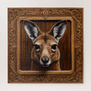 "Leap of Nature: A Kangaroo Wood Print"