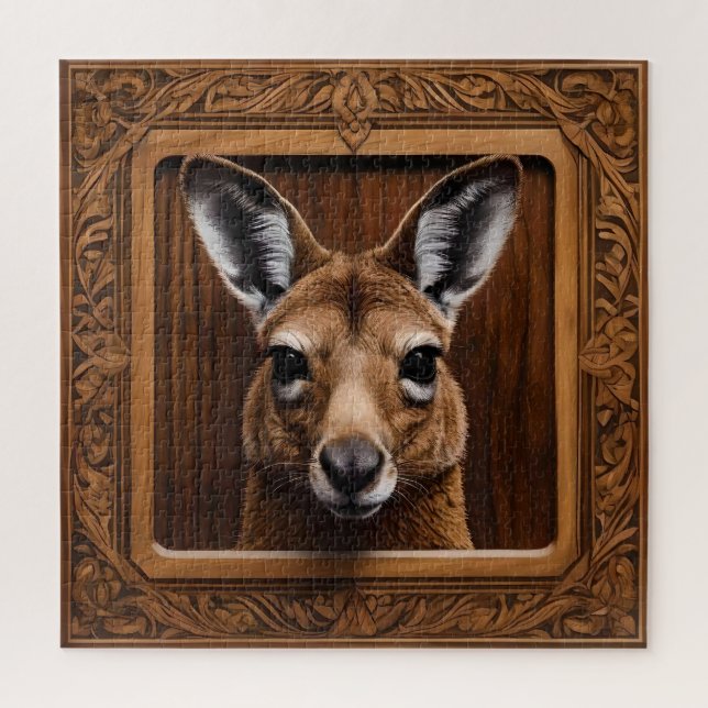 "Leap of Nature: A Kangaroo Wood Print" (Vertikal)