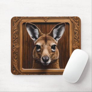 "Leap of Nature: A Kangaroo Wood Print" Mousepad