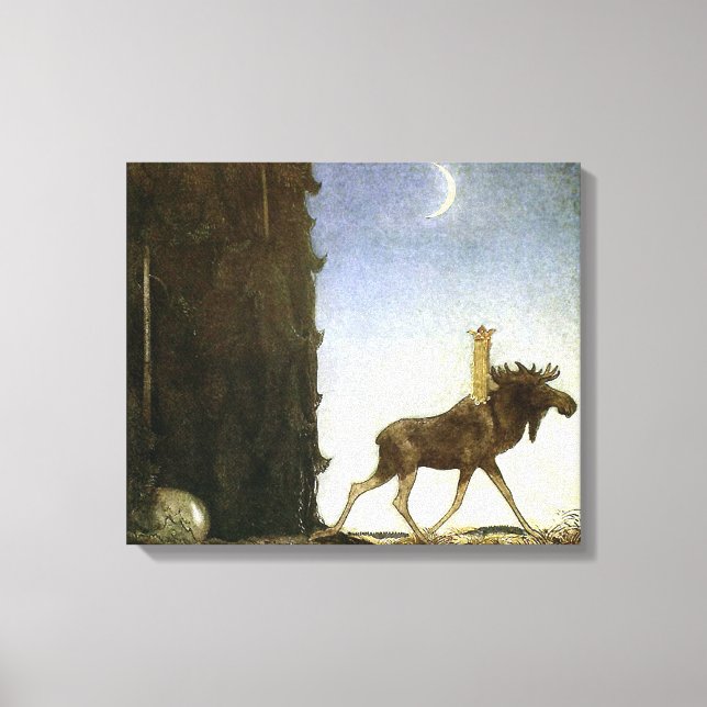 Leap the Elk and Princess Tuvstarr von John Bauer Leinwanddruck (Vorderseite)