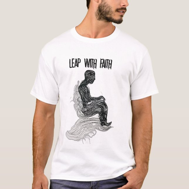 Leap with Faith - Minimalistische Wave Style Art T-Shirt (Vorderseite)
