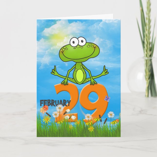 Leap Year Birthday Frosch Karte (Vorderseite)