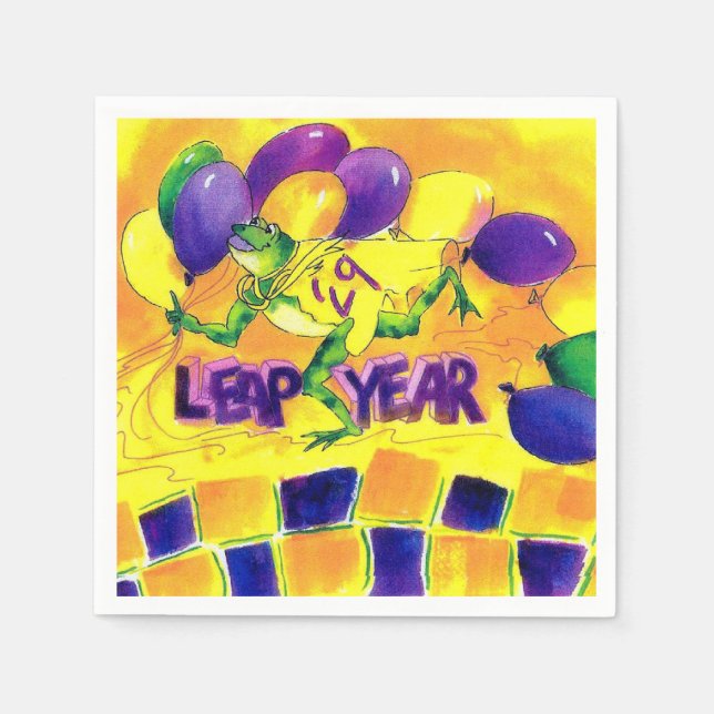 Leap Year Napkins Balloons Serviette (Vorderseite)