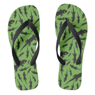 Leapard Reptile Bright Green Gecko Flip Flops