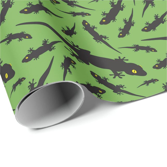 Leapard Reptile Bright Green Gecko Geschenkpapier (Rolleneckpunkt)