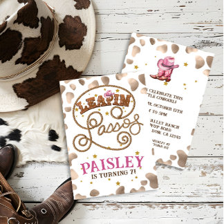 Leapin' Lassos Wild West Pink Cowgirl mit Stiefeln Einladung