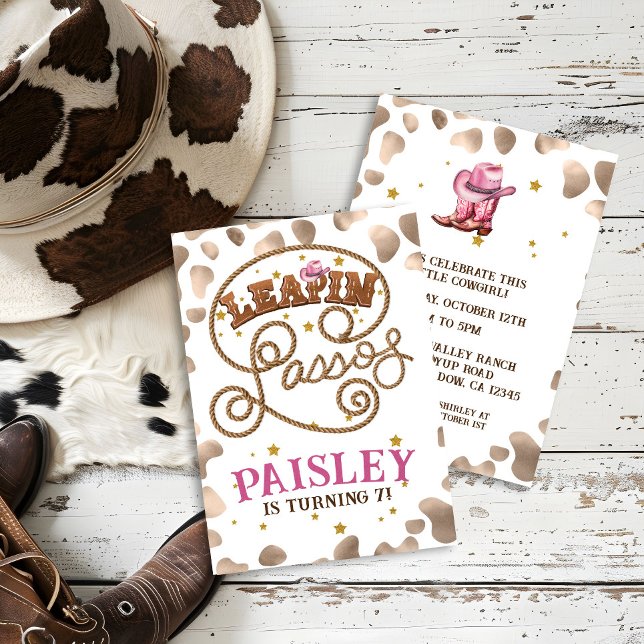 Leapin' Lassos Wild West Pink Cowgirl mit Stiefeln Einladung (Von Creator hochgeladen)