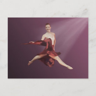 Leaping Ballerina in Rot und Lavender Postkarte